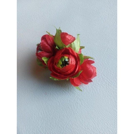 Цветы из ткани 3-3,5 см в пучках (6 шт) цв. красный, цена за пучок